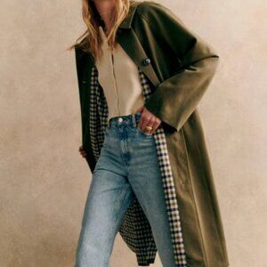 Sezane Paris Trench Coat Clyde Kaki Fonce